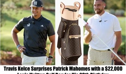 BREAKING NEWS: Travis Kelce Surprises Patrick Mahomes with a $22,000 Louis Vuitton Golf Bag for His 29th Birthday.